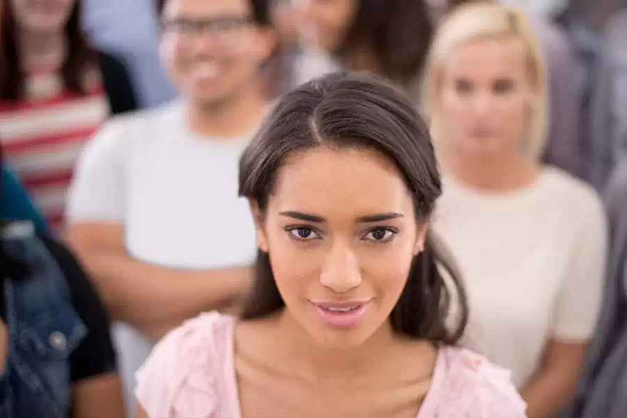 Confident woman in workplace